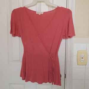 Dusty rose v neck blouse